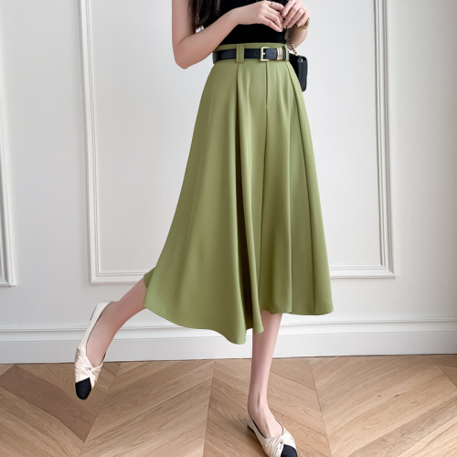 Video + Three Standards Korean Style Commuting Lady Skirt Female Niche High Waist Loose A-Line Long Skirt OL