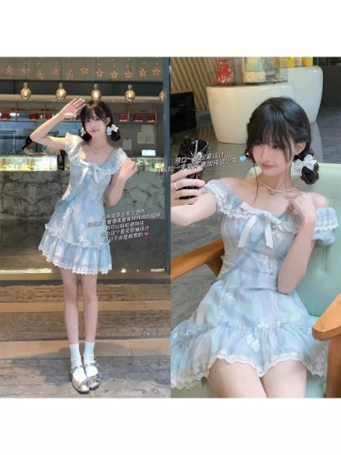 THETURE Liu Guang Hua Meng niche design dress super pretty floral girl summer pear-shaped figure waist