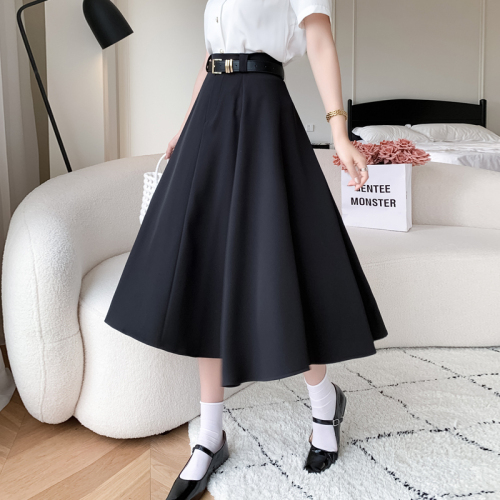 Video + Three Standards Korean Style Commuting Lady Skirt Female Niche High Waist Loose A-Line Long Skirt OL