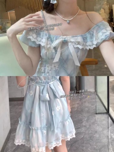 THETURE Liu Guang Hua Meng niche design dress super pretty floral girl summer pear-shaped figure waist