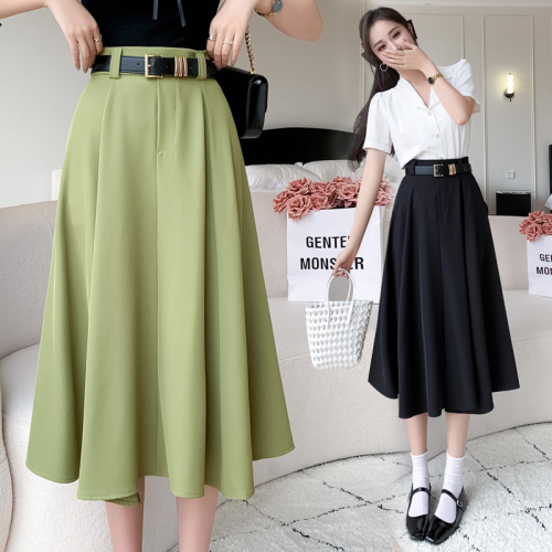 Video + Three Standards Korean Style Commuting Lady Skirt Female Niche High Waist Loose A-Line Long Skirt OL