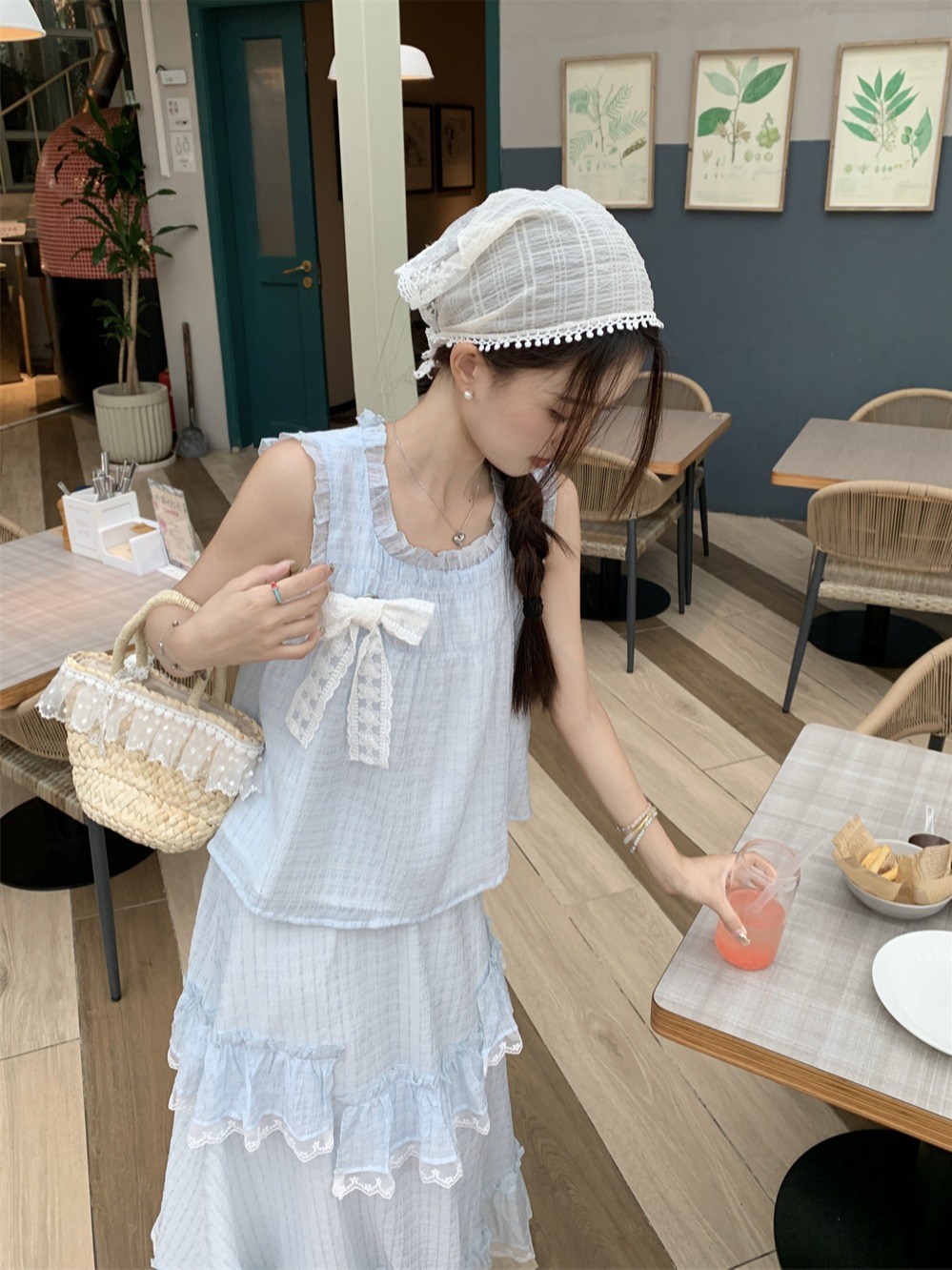 Korean sweet women's summer bow loose sleeveless vest