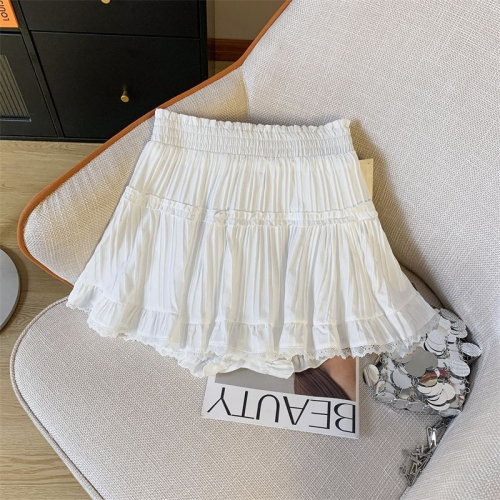 French small white cake skirt for women summer high-end anti-exposure A-line skirt lace lace skirt