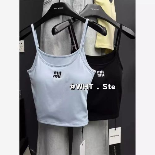 Thirteen lines of summer new hot girls fashionable niche letter embroidered beautiful back suspender tops for women slimming and slimming inner wear for women