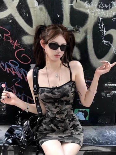 STRIVE/Yumiko Fat mm Pure Desire Hot Girl Camouflage Hip Skirt Female Summer Sexy Slim Suspender Skirt