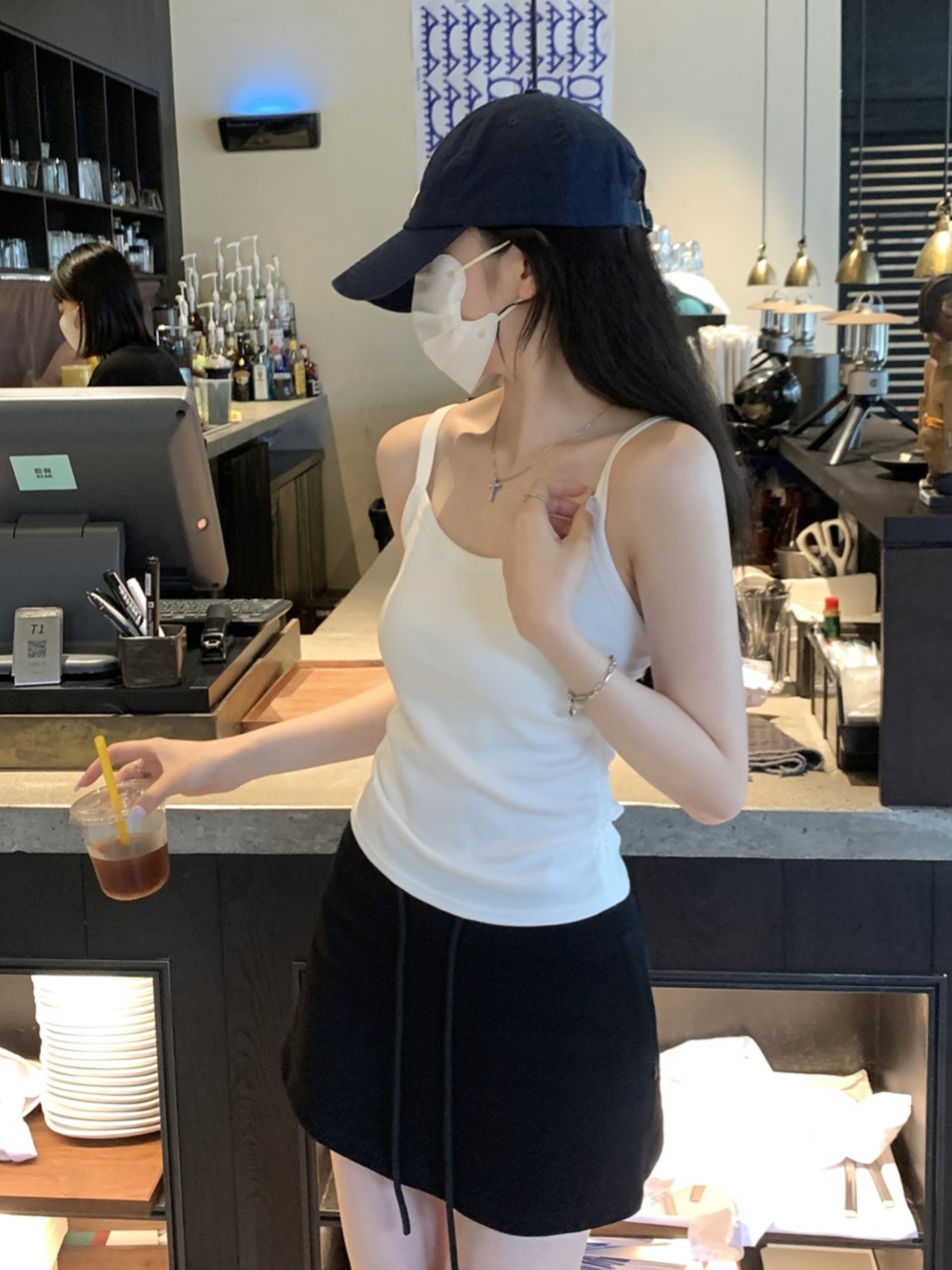 實拍 夏季韓版純色褶皺設計感含胸墊顯瘦純棉吊帶背心上衣女