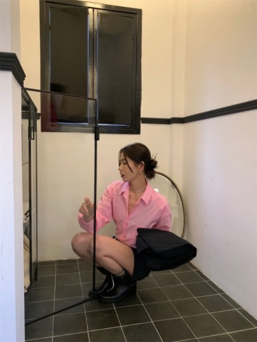 Actual shot of Korean chic versatile retro 2-color sun protection shirt