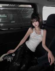 韓國外貿訂單92棉/8氨綸40支210g純棉 辣妹閃鑽字母背心上衣女