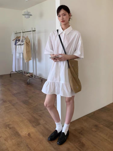 2024 new summer Korean style POLO collar shirt ruffled jumpsuit group