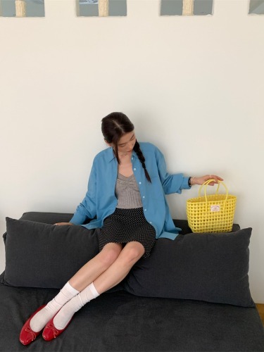 Actual shot of Korean chic versatile retro 2-color sun protection shirt