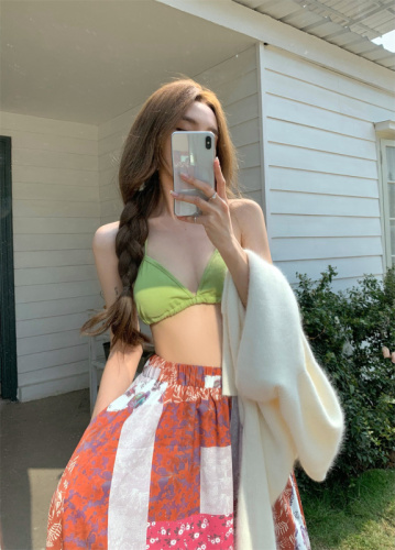 Real shot, real price, sexy hot girl strapped triangle cup bikini suspender