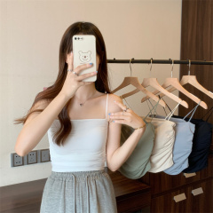 Korean style camisole women's pleated design with padded inner and outer wear beautiful back top