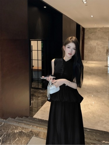 Real shot of tea break, French style, high-end and exquisite fugitive princess dress, female Xia Xin Chinese style A-line long skirt