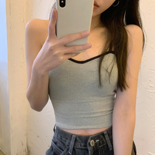 Spring and autumn high-quality spot new camisole for women to wear outside and inside with breast pads, beautiful back, hot girl tube top