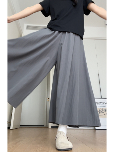 Three-dimensional waistband original quality Yamamoto culottes women's high-waisted a-line skirt casual wide-leg pants for small people