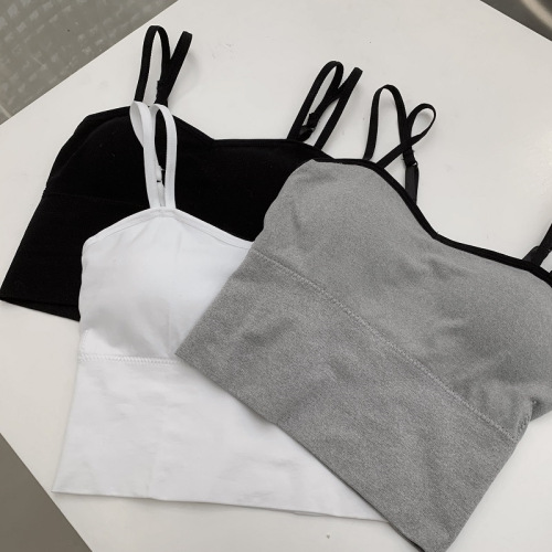 Spring and autumn high-quality spot new camisole for women to wear outside and inside with breast pads, beautiful back, hot girl tube top