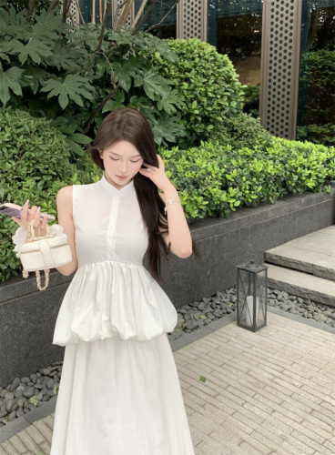 Real shot of tea break, French style, high-end and exquisite fugitive princess dress, female Xia Xin Chinese style A-line long skirt