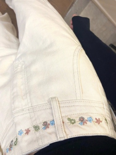 Women's Embroidered Stylish Design High-Waisted Casual Slim Straight Wide Leg Pants for Spring and Autumn 2024 New Arrival