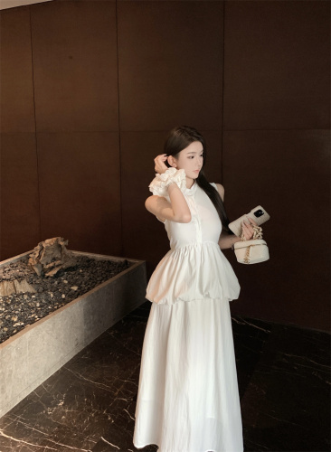 Real shot of tea break, French style, high-end and exquisite fugitive princess dress, female Xia Xin Chinese style A-line long skirt