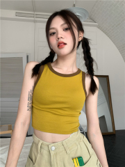 Real shot, real price, multi-color bi deposit~American retro contrasting color vest