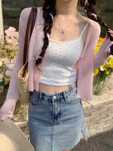 Sun protection cardigan women's new thin summer short top jacket with v-neck sweater air-conditioning shirt