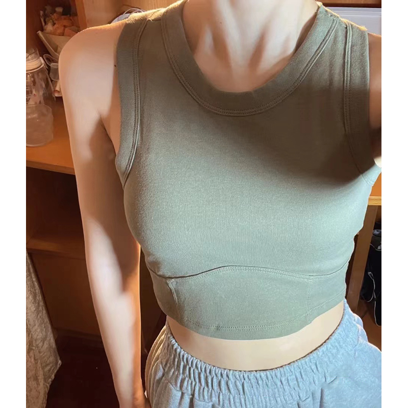 Summer new hot girl I-shaped camisole with breast pads for women to wear ins sports tops sleeveless