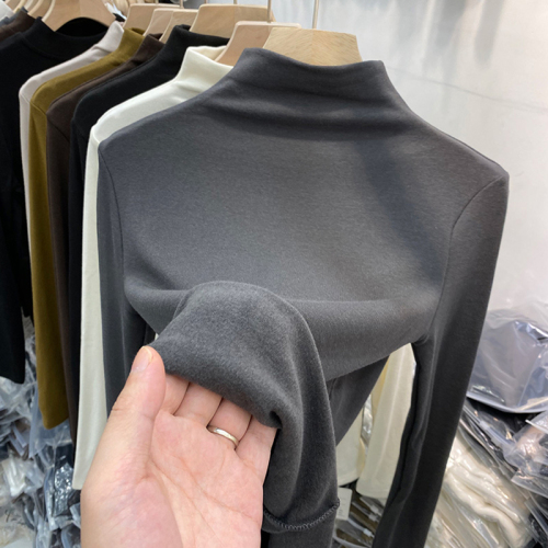 DeRong half-turtle collar wool knitted bottoming shirt for women autumn and winter new spring clothing high-end inner thickened top