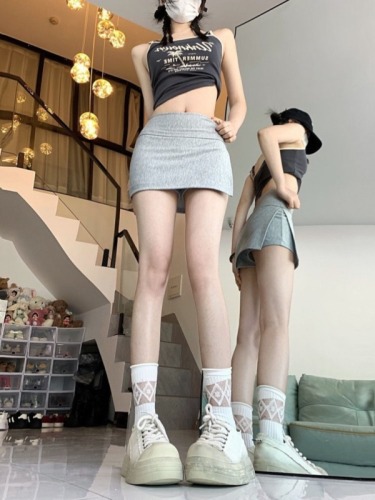 Already shipped summer hot girl high waist hip skirt small anti-exposure culottes A-line short skirt