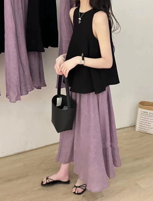 New Korean style fashionable French lady style slim vest top + versatile fairy skirt suit