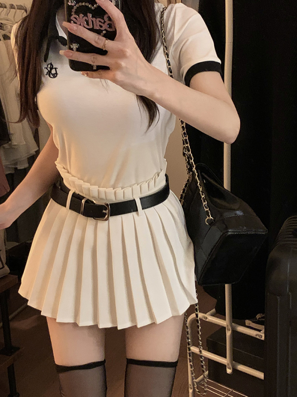 Actual shot and real price Korean style casual and versatile slimming and tall sexy hot girl pleated culottes for women