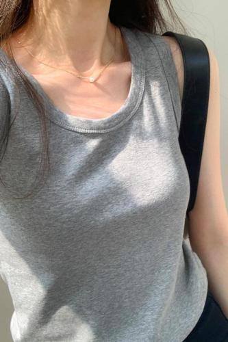Picture U-neck sleeveless anti-exposure outer wear spring and summer slim slim camisole women's inner wear bottoming top