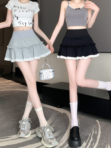 Sweet Hot Girl Puffy A-Line Skirt Women's Summer Ballet Style Lace Splicing Slimming Skirt