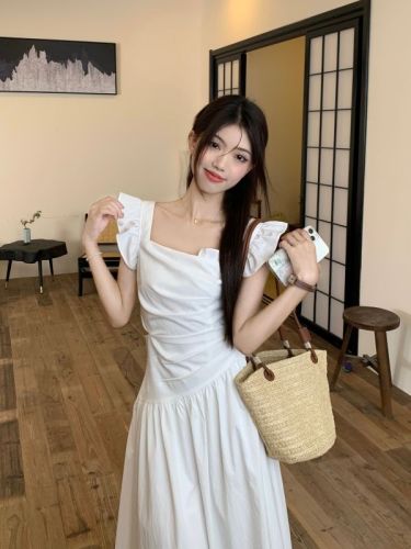 Actual photos and real prices ~ Be careful with the cut-out air quality waist slimming flying sleeves date first love long dress summer