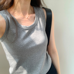 Picture U-neck sleeveless anti-exposure outer wear spring and summer slim slim camisole women's inner wear bottoming top