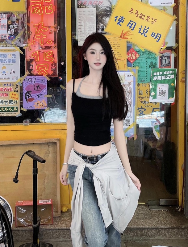 American hottie fake two-piece camisole women's summer design