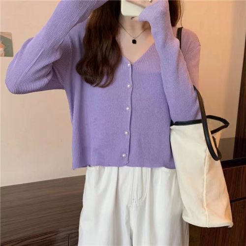 Ice silk knitted cardigan jacket for women, short style with skirt, thin shawl, gentle wind sun protection shirt, cool silk