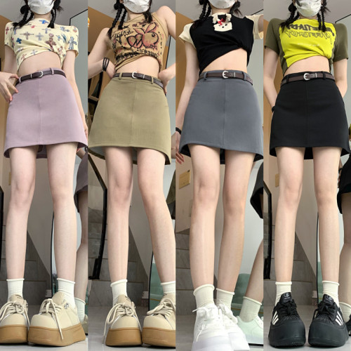 Actual shot and real price~New high-waist slim suit skirt, short skirt, hot girl A-line skirt, versatile anti-exposure hip skirt