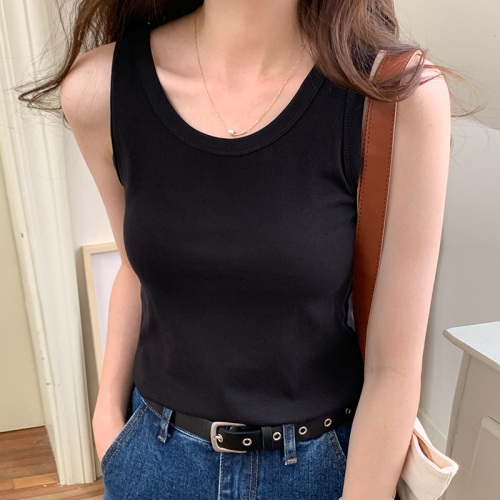 Picture U-neck sleeveless anti-exposure outer wear spring and summer slim slim camisole women's inner wear bottoming top