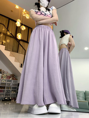 Actual shot and real price ~ New high-waisted, slim, loose and versatile solid color wide-leg pants and skirts with drapey casual long pants and skirts