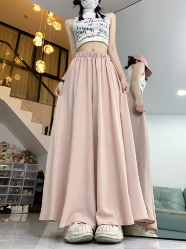 Actual shot and real price ~ New high-waisted, slim, loose and versatile solid color wide-leg pants and skirts with drapey casual long pants and skirts