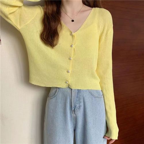 Ice silk knitted cardigan jacket for women, short style with skirt, thin shawl, gentle wind sun protection shirt, cool silk