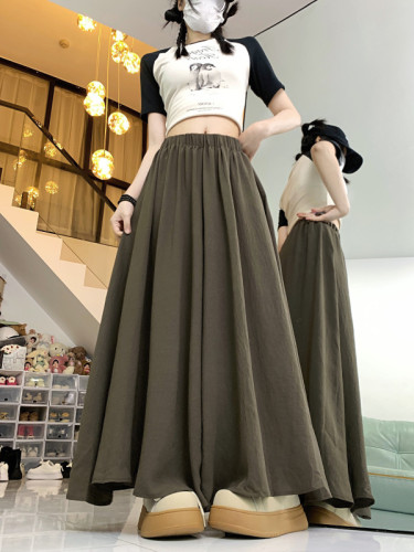 Actual shot and real price ~ New high-waisted, slim, loose and versatile solid color wide-leg pants and skirts with drapey casual long pants and skirts