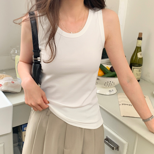 Picture U-neck sleeveless anti-exposure outer wear spring and summer slim slim camisole women's inner wear bottoming top