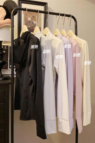 Real shot ~ Summer hooded sun protection zipper cardigan slim top outdoor sports jacket thin long sleeves