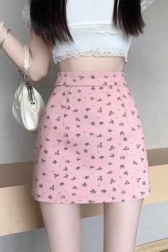 Tmall quality floral short skirt women's summer 2024 new style small high waist versatile a-line skirt