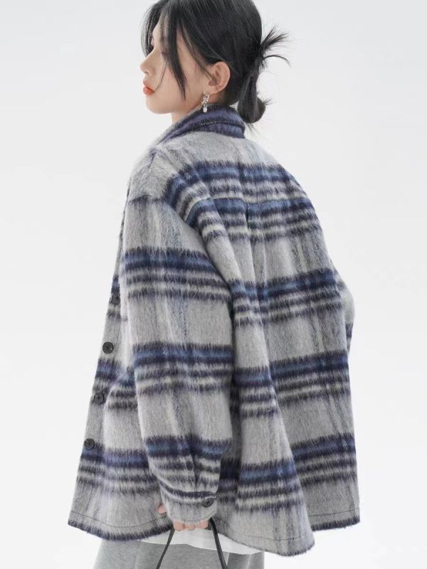 EIGHTHMONTH August original niche woolen short jacket women's autumn and winter new blue chic jacket