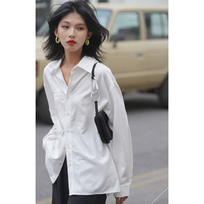 Versatile new spring tops, long-sleeved spring and autumn high-end shirts, white shirts, women's design, niche