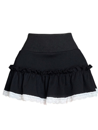 Sweet Hot Girl Puffy A-Line Skirt Women's Summer Ballet Style Lace Splicing Slimming Skirt