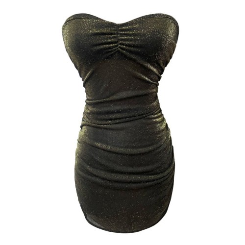 Real shot ~ hot girl sexy and tempting thin tube top tight hip-hugging breast see-through dress for women