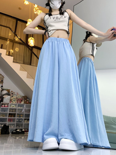 Actual shot and real price ~ New high-waisted, slim, loose and versatile solid color wide-leg pants and skirts with drapey casual long pants and skirts